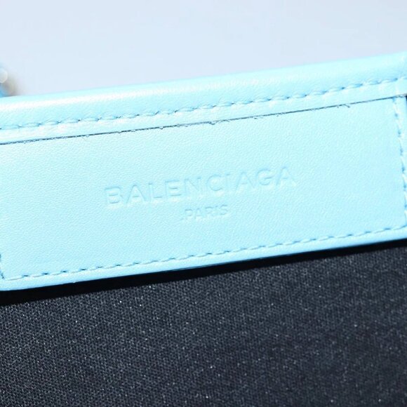 BALENCIAGA Navy Cabas S Hand Bag Canvas Blue Gray 339933 Auth ac3029V - Picture 3 of 16